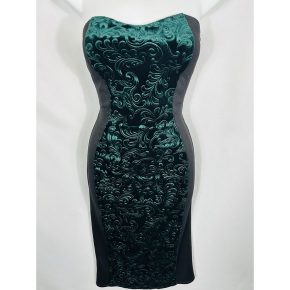 Wild Daisy Dresses & Skirts - Vintage USA Y2K Green Velvet Burnout Dress Size S Forest Fairy Whimsigoth Glam